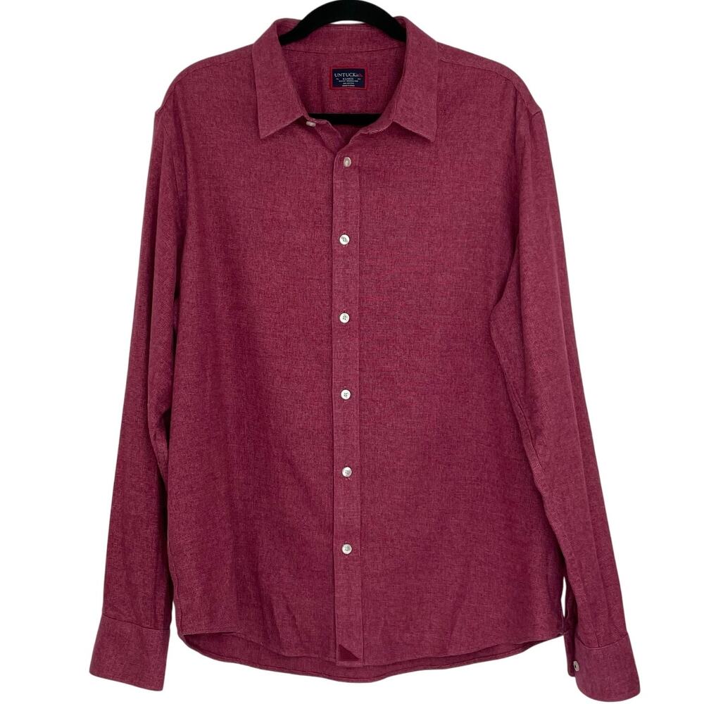 Untuckit Veneto WF maroon button down long Slim Fit sleeve men's size XL
